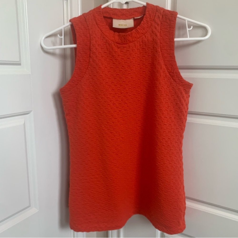 Anthropologie Textured Sleeveless Shell - Bright Orange